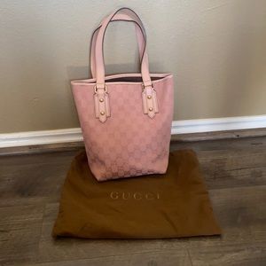 Authentic Gucci canvas pink small tote